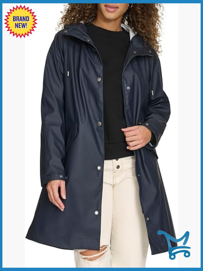 Womens Long Rain Jacket With Hood Water Repellent
